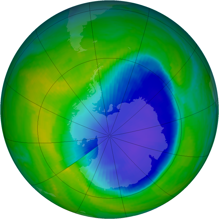 Antarctic ozone map for 19 November 1998